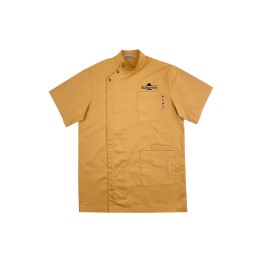 Order online custom-made khaki chef uniform with design collar zipper metal buttons chef uniform shop hair salon uniform 65%Polyester 35%cotton KI115 Order online custom-made khaki chef uniform with design collar zipper metal buttons chef uniform shop hair salon uniform 65%Polyester 35%cotton KI115